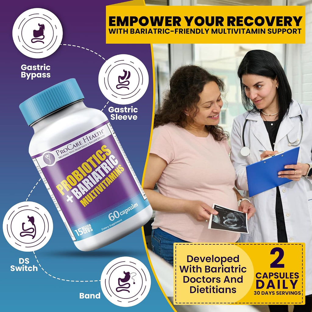 ProCare Health Multivitamínico Bariátrico con Probióticos y Hierro 45mg - 60 Cápsulas Vegetales de Disolución Rápida