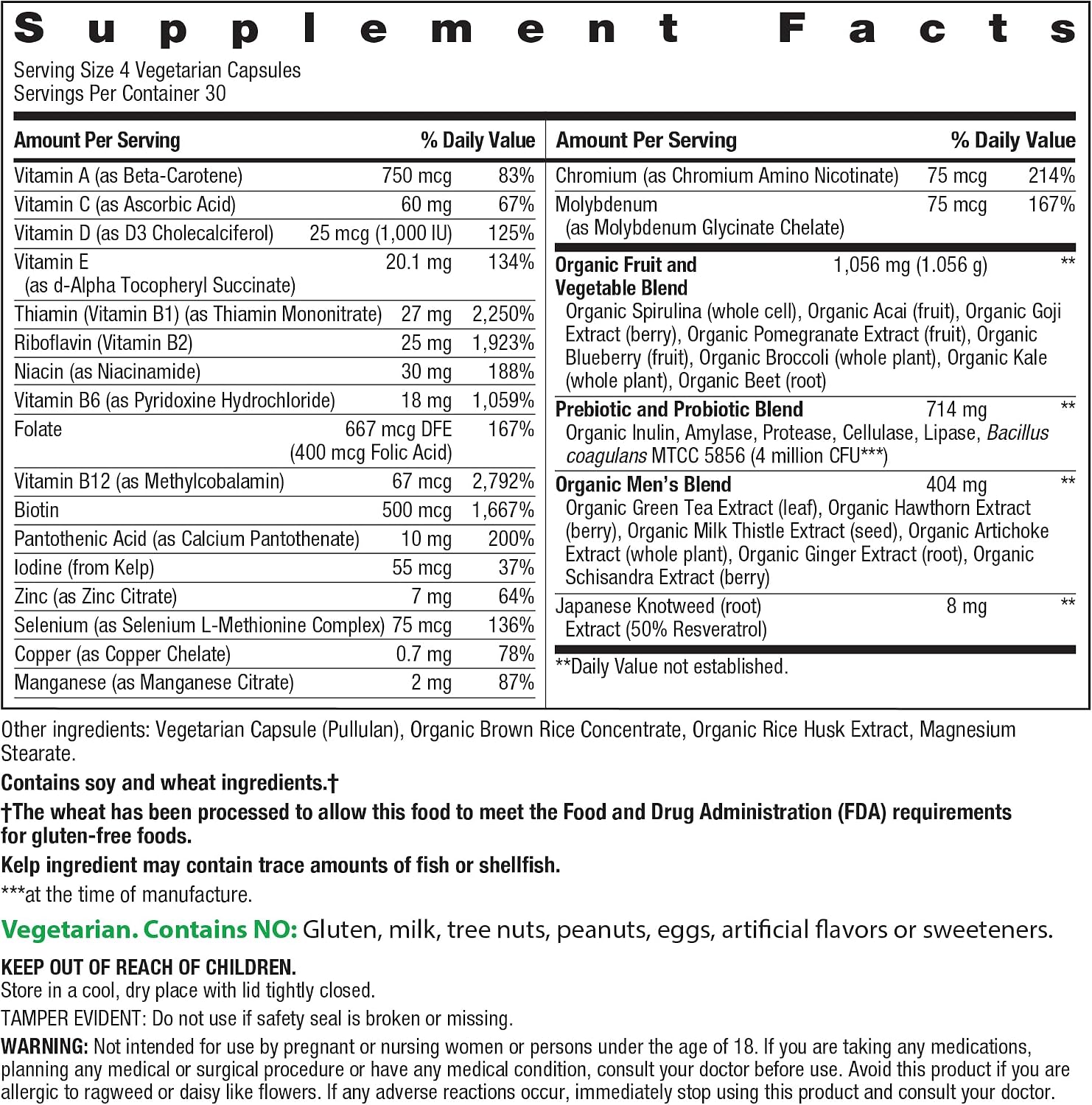 Rainbow Light Multivitamínico para Hombres | 120 Cápsulas