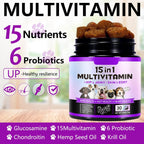IKZEE Multivitamínico Masticable para Perros 15 en 1 – Suplemento Diario con Glucosamina y Probióticos, Sabor a Pato, 150 Comprimidos