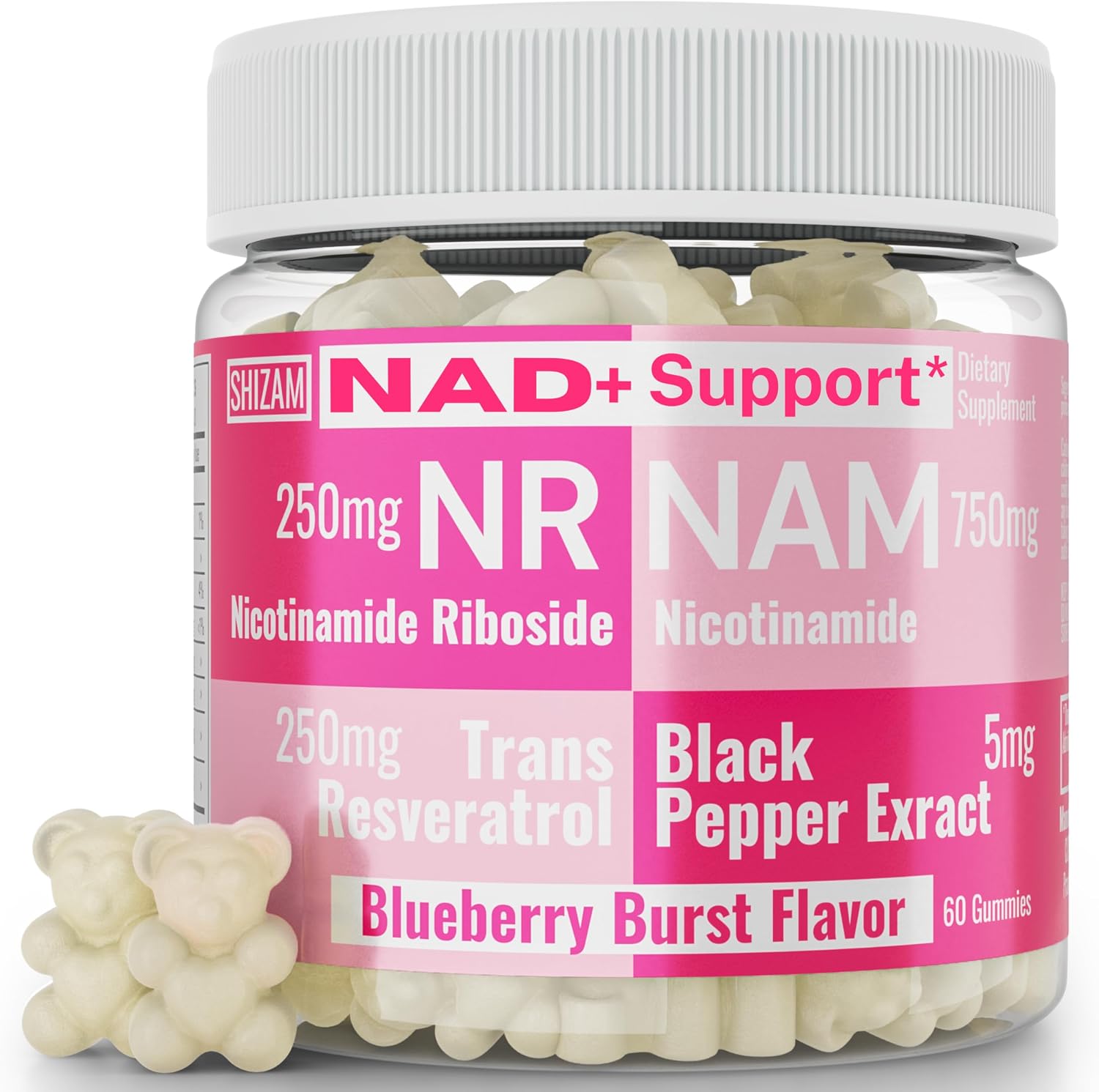 SHIZAM Gominolas NR + NAM + Resveratrol - 1000mg NAD+