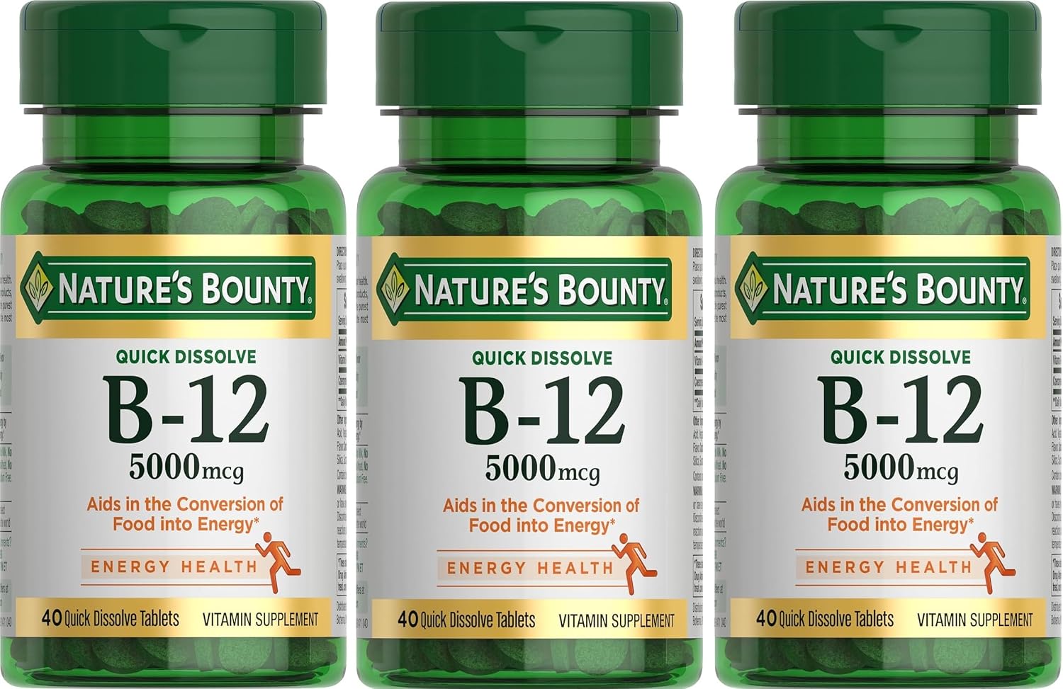 Nature's Bounty Vitamina B-12 500 mcg - 300 comprimidos (3 botes de 100)