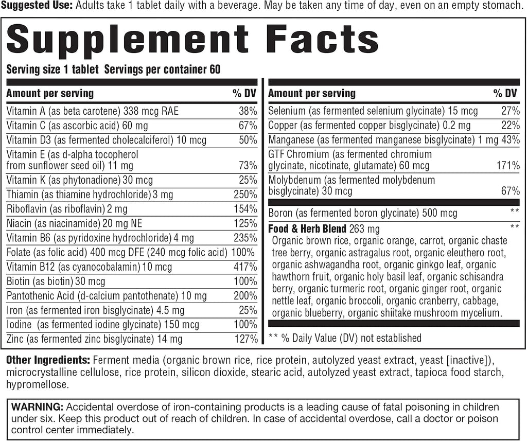 Innate Response Formulas Multivitamínico para Mujeres 40+ - con Vitaminas C, A, E, B12, B6, D3, Hierro y Zinc - 60 Tabletas