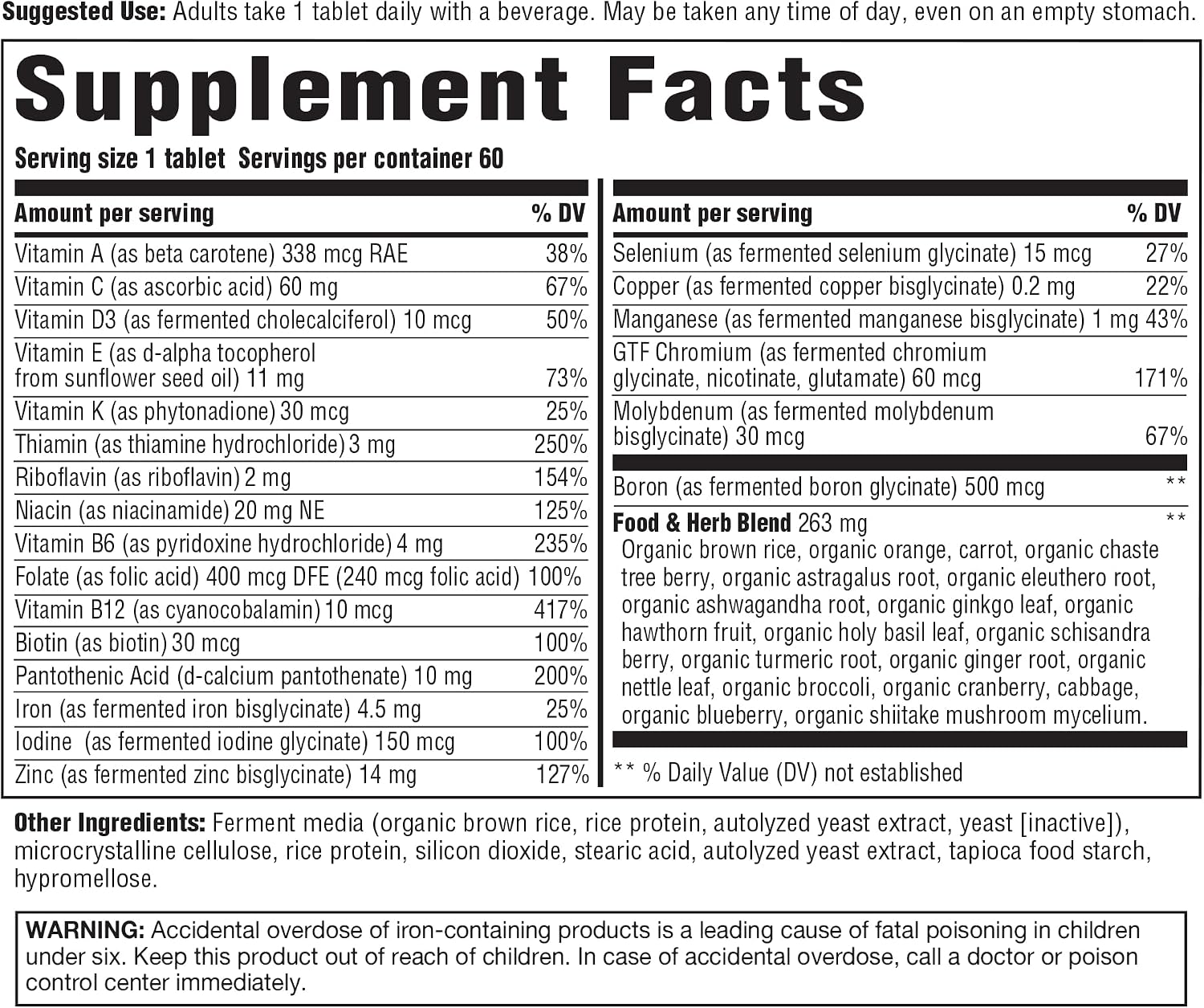 Innate Response Formulas Multivitamínico para Mujeres 40+ - con Vitaminas C, A, E, B12, B6, D3, Hierro y Zinc - 60 Tabletas