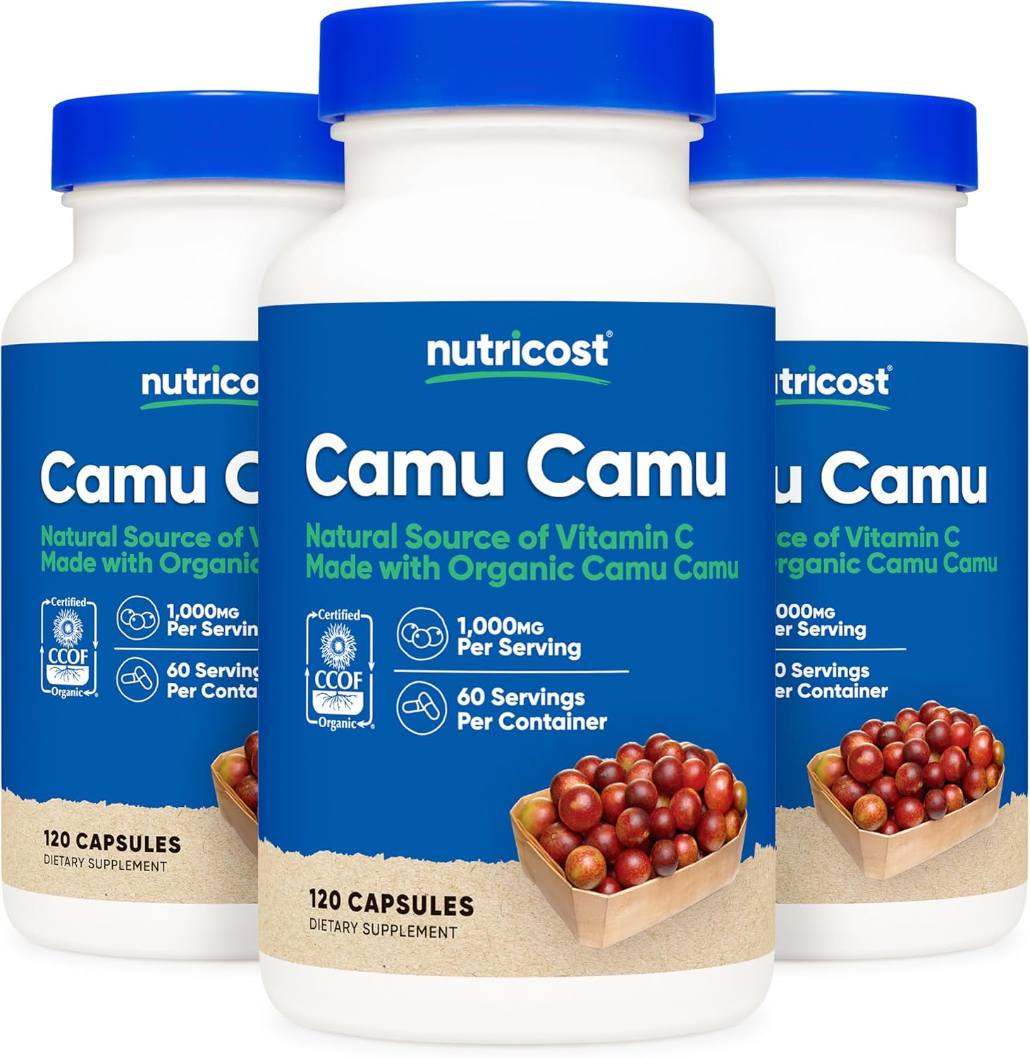 Nutricost Camu Camu 1000mg, 120 Cápsulas - Orgánico, Sin OGM, Sin Gluten