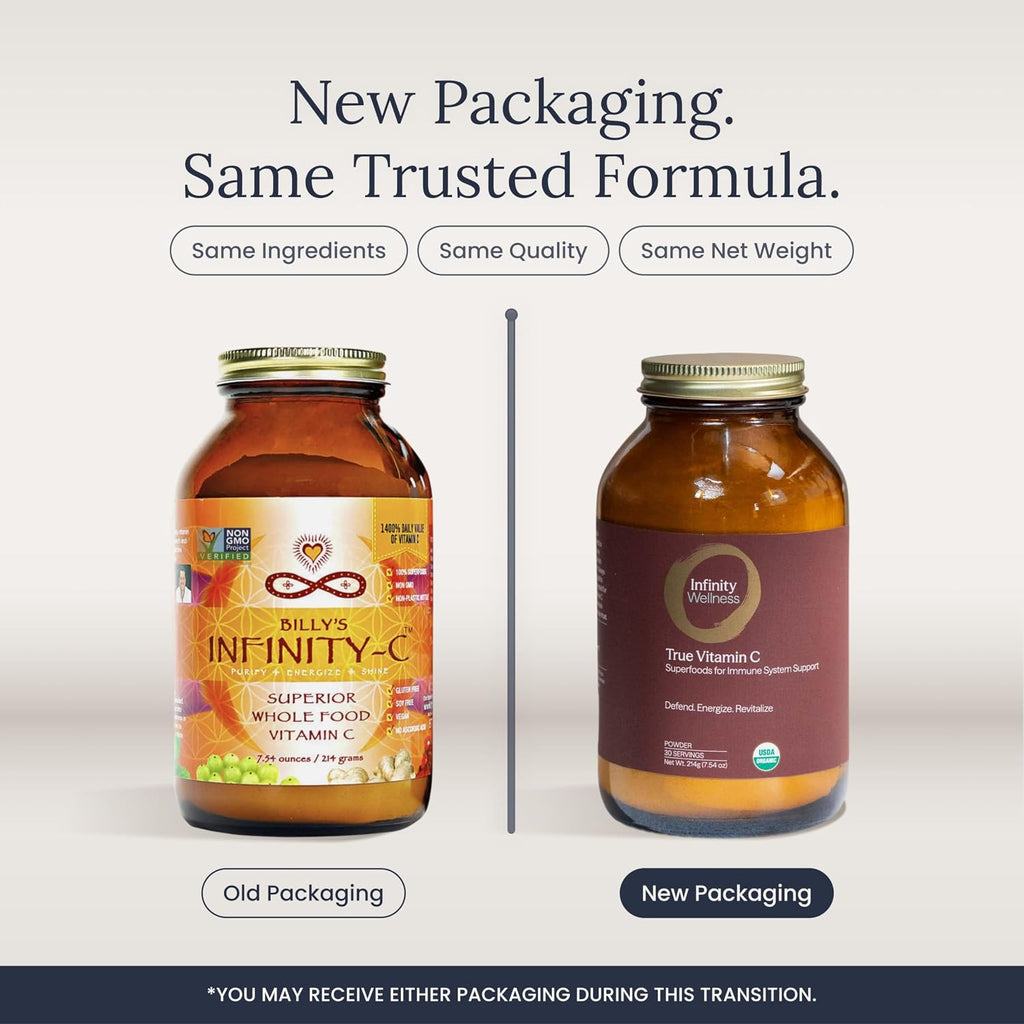 Infinity-C Cápsulas de Vitamina C Orgánica – 1000 mg de Acerola, Camu Camu y Amla con Jengibre, Astrágalo y Shilajit (30 dosis)