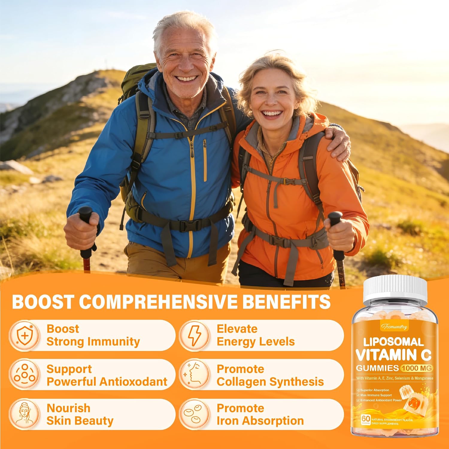 Gominolas de Vitamina C Liposomal 1000 mg con Zinc, Saúco, Vitaminas A y E - Tcemundry