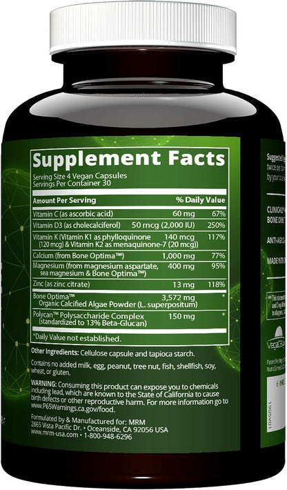 MRM Nutrition Bone Maximizer Vegano - Para – Vitamina K: contribuye al mantenimiento normal de los huesos. – Image 3