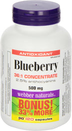 Webber Naturals Concentrado de Arándano 36:1 Cápsulas, 500mg 120 Cápsulas