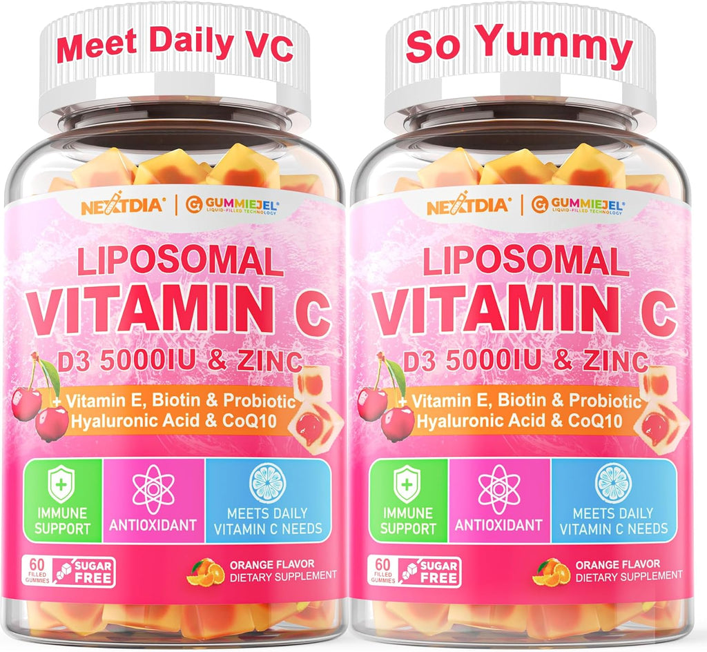 Gomitas Liposomales de Vitamina C 1000mg, D3 5000IU y Zinc - Pack de 2