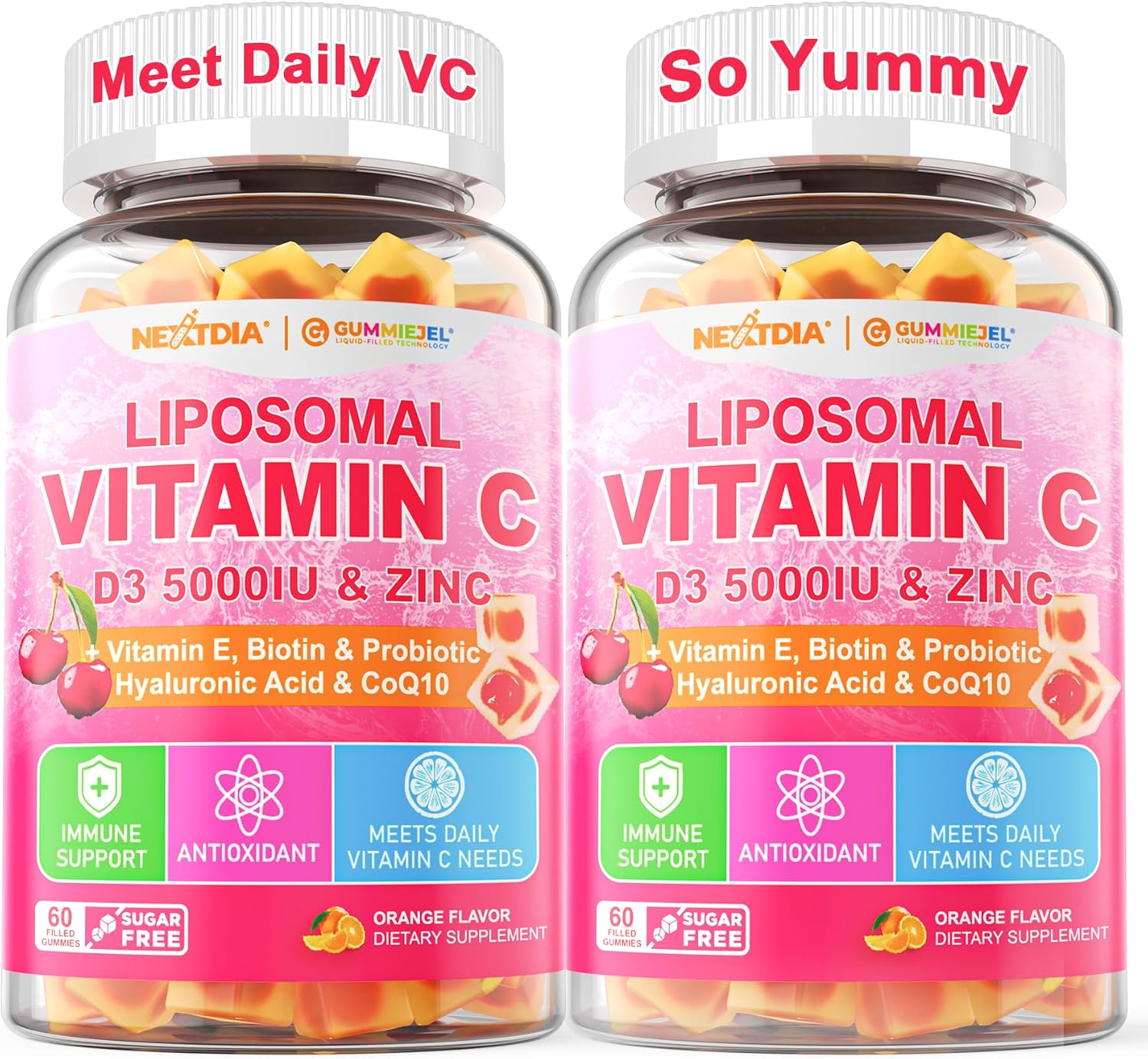 Gomitas Liposomales de Vitamina C 1000mg, D3 5000IU y Zinc - Pack de 2