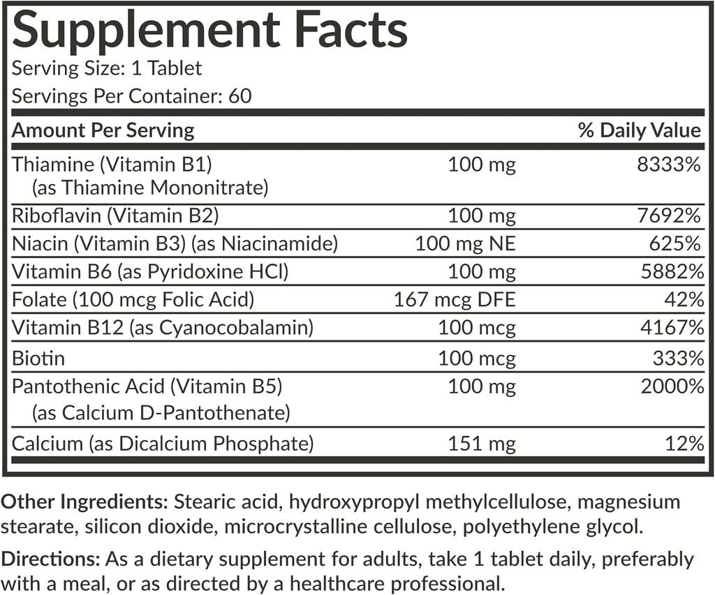 Futurebiotics Super B 100 Liberación Sostenida Complejo de Vitaminas B No Transgénico, 60 Comprimidos Vegetarianos
