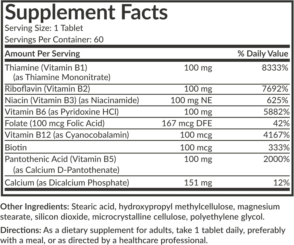 Futurebiotics Super B 100 Liberación Sostenida Complejo de Vitaminas B No Transgénico, 60 Comprimidos Vegetarianos – Image 8