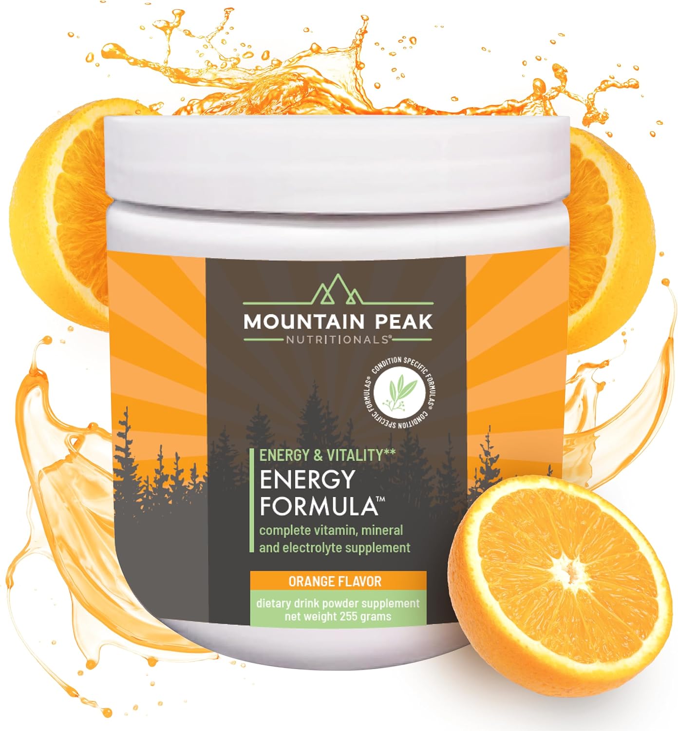 Mountain Peak Nutritionals Energy Formula - Polvo Multimineral Completo - Sabor Naranja (255g, 30 porciones)