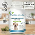 Complemento de vitamina K para perros - K1 y K2 (MK4 + MK7) + Vitamina D3 para la salud ósea, apoyo cardíaco y absorción de calcio - Fórmula avanzada para articulaciones fuertes, músculos y sistema inmunitario - 120 comprimidos