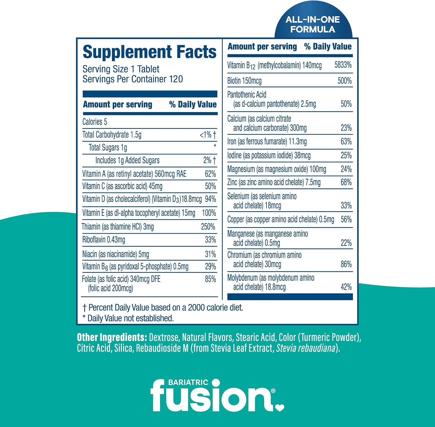 Bariatric Fusion Multivitamínico Bariátrico Completo con Hierro - Masticable Sabor Tropical - Suministro de 1 Mes