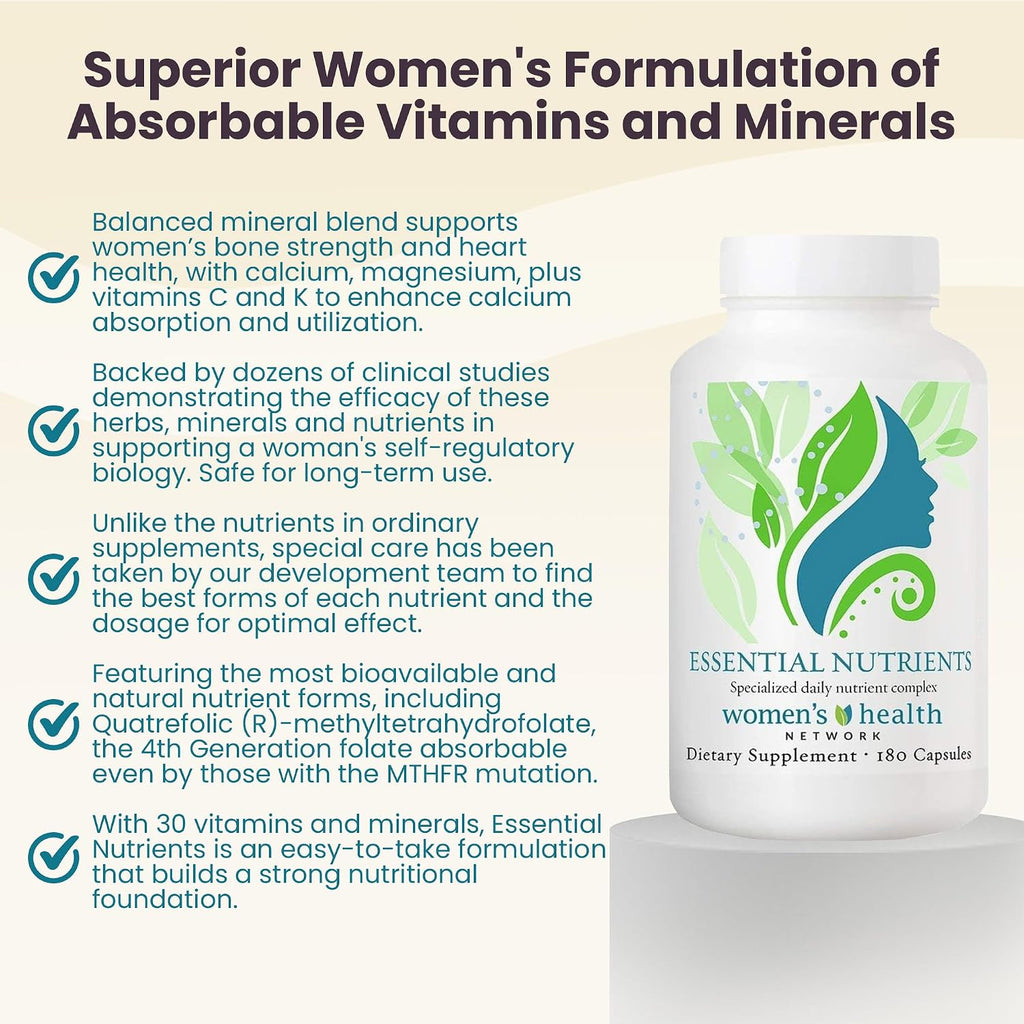 Essential Nutrients, Multivitamínico Metilado para Mujeres con Quatrefolic 5-MTHF, 180 Cápsulas