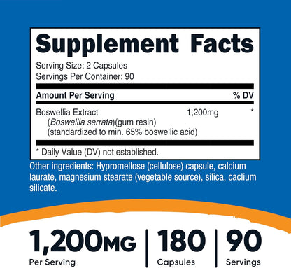 Nutricost Extracto de Boswellia 180 Cápsulas – 90 Dosis – Vegano, Sin Gluten – Image 2