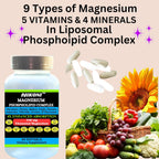 Nikoni Phospholipid Magnesium Complex 2500mg (9 Sales de Magnesio, 5 Vitaminas y 3 Minerales) (180 Cápsulas Blandas)