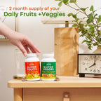 Country Farms Suplemento de Frutas y Verduras, 180 Cápsulas de Fruta y 180 de Verdura, Superalimentos Verdes y Rojos, Antioxidantes, 60 Dosis