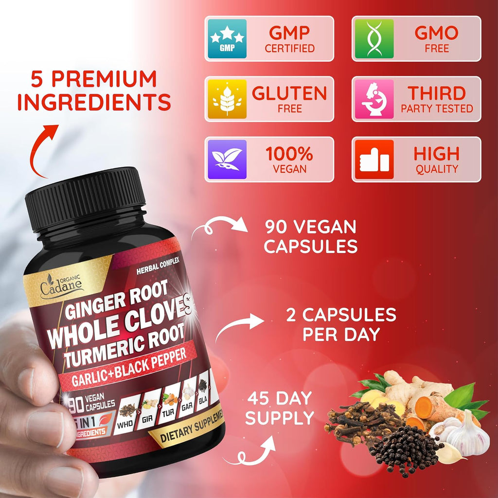 Cadane 5in1 Mezcla Herbal de Clavo de Olor | Apoyo Digestivo e Inmunitario | 90 Cápsulas