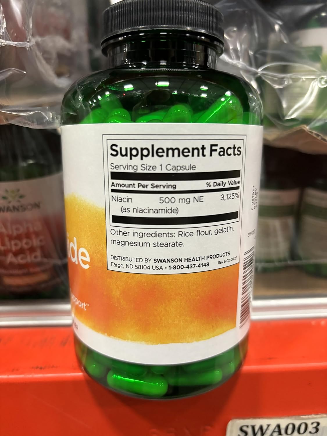 Swanson Niacinamida 500 mg, 250 Cápsulas