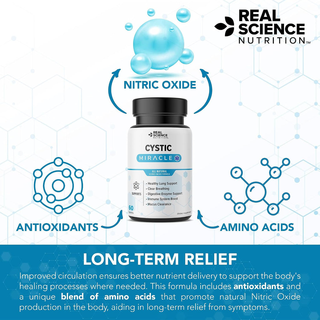 Real Science Cystic Miracle – Complemento para el Apoyo Respiratorio, 60 Cápsulas