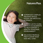 NaturesPlus Animal Parade KidGreenz – Superalimento infantil sabor tropical – 90 comprimidos masticables