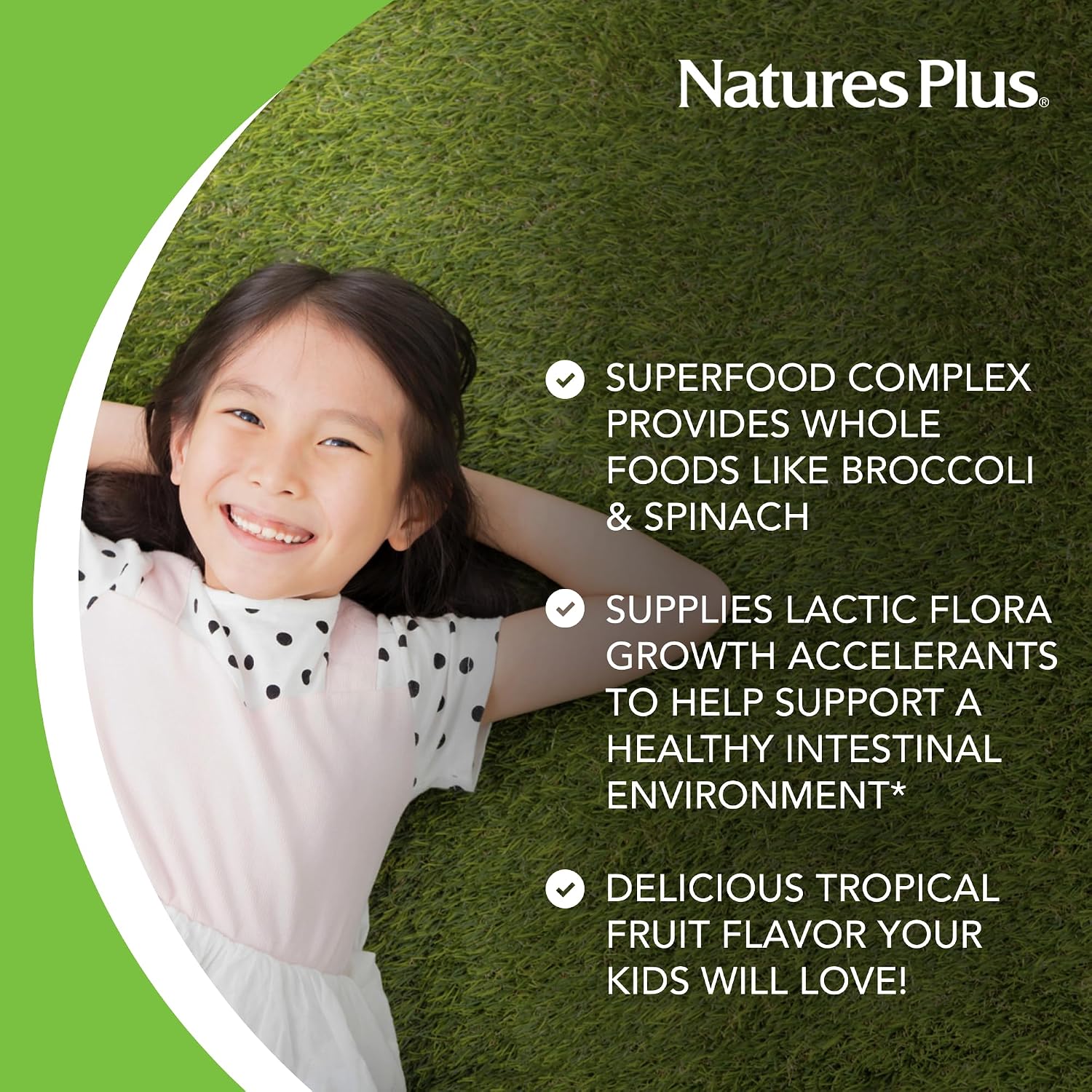 NaturesPlus Animal Parade KidGreenz - 90 Chewable Tablets (3 Pack) - Children's Superfood Blend