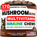 Suplemento de Hongo Cola de Pavo para Perros – 170 Chewables – Multivitamínico con Hongos, Glucosamina y Probióticos