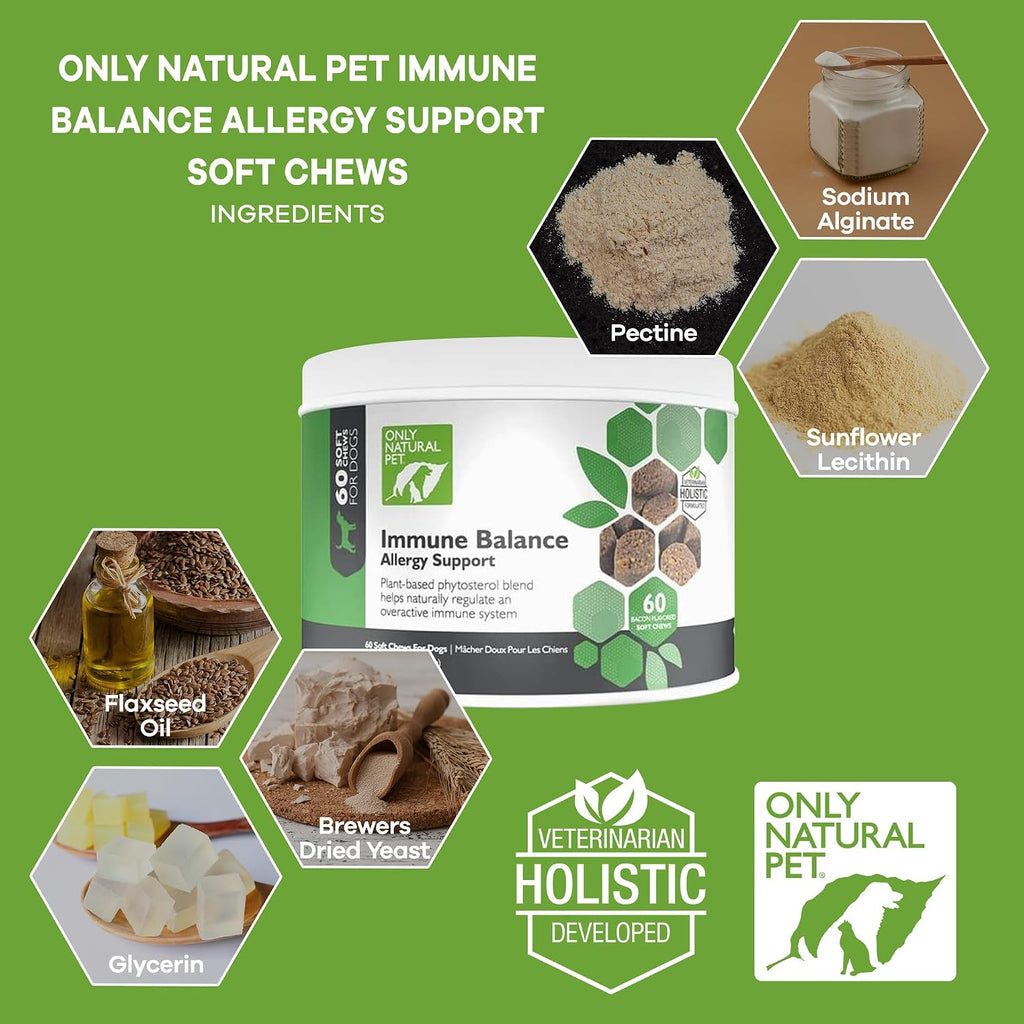 Only Natural Pet Immune Balance - Complemento Inmunológico para Perros y Gatos con Fitoesteroles, 60 Comprimidos