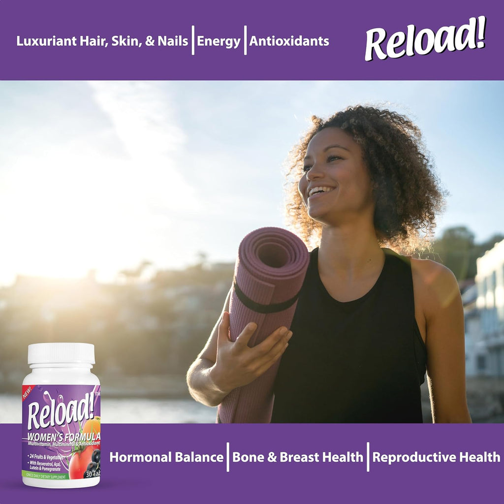 Reload! for Women - Multivitamínico, Multimineral y Antioxidante con 24 Frutas y Verduras y Biotina (30 Comprimidos)