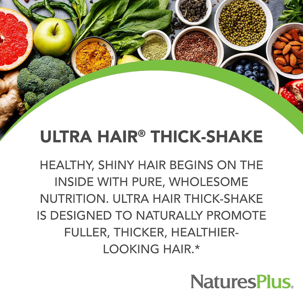 NaturesPlus Ultra Hair Thick Shake - Batido de Proteínas para el Cabello - Sabor Vainilla Francesa - 454 g