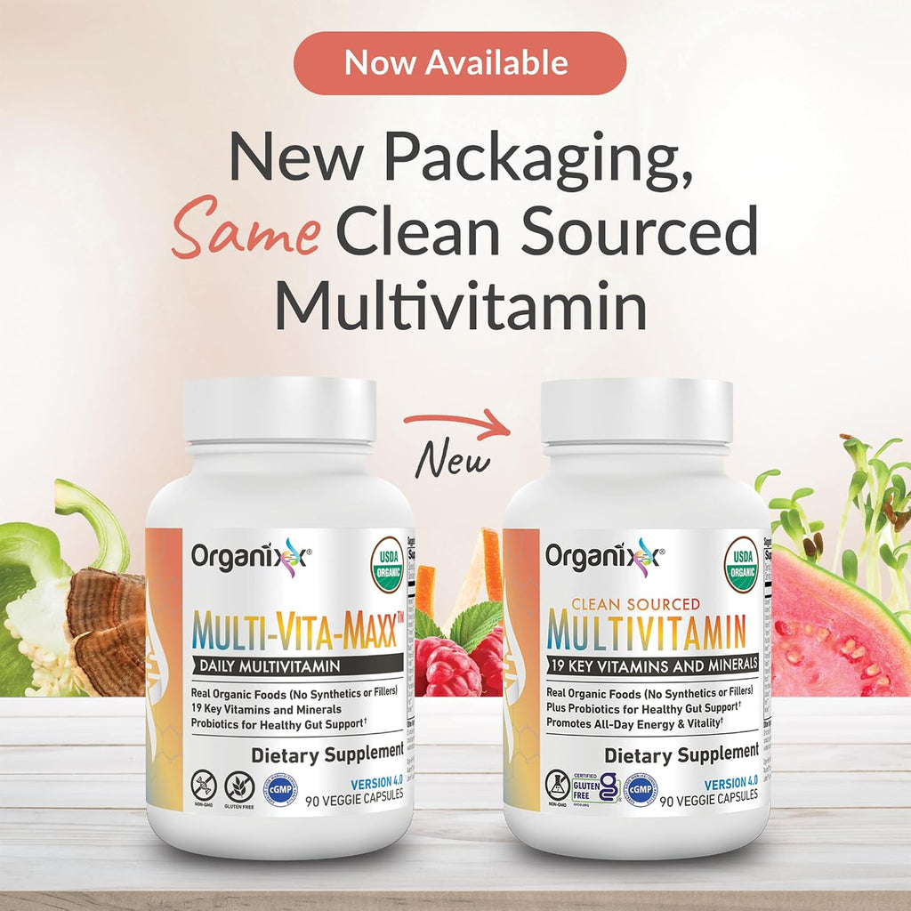Organixx Clean Sourced Multivitamin - Multivitamínico Orgánico y Completo, 90 Cápsulas Veganas