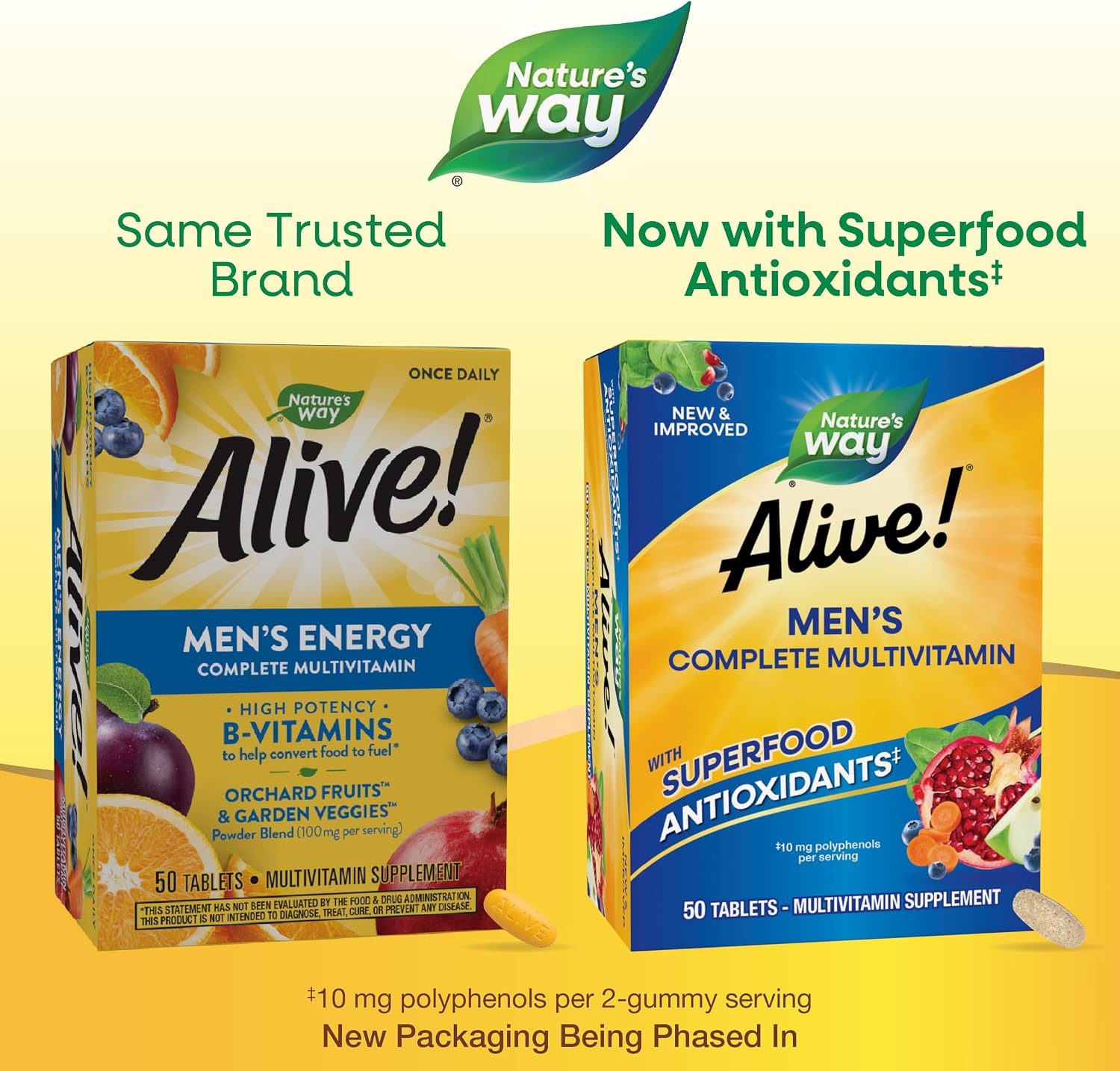 Nature's Way Alive! Multivitamínico para Hombres 50+, 50 Comprimidos