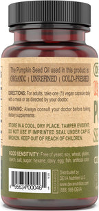 DEVA Nutrition Aceite de Semilla de Calabaza Vegano 500 mg, Prensado en Frío y Sin Refinar - 90 Cápsulas