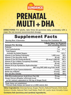 Sundance Prenatal Gummy Vitamin for Women | with DHA & Folate | 60 Count | Fruit Flavor | for Use Before, During, and After Pregnancy | Non-GMO & Gluten Free Supplement