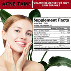 Acnetame 2 Pack - Complemento para piel clara - Pastillas para piel grasa, imperfecciones y control del sebo