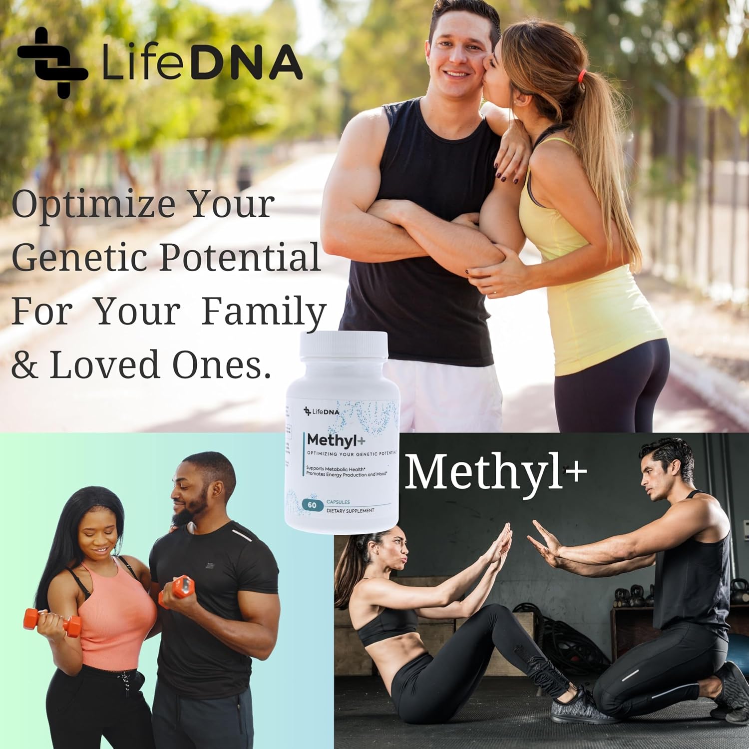 LIFEDNA Methyl + Methylfolate - Methylated Folate Vitamins Active 5-MTHF TMG Optimized Homocysteine, Brain, Cardiovascular Highly Bioavailable, MTHFR Supplement