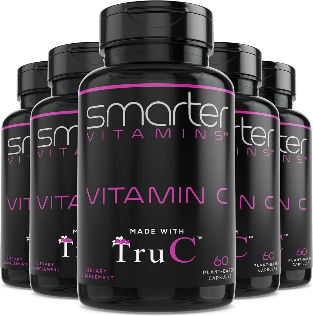 SmarterVitamins (Pack de 5) Vitamina C Natural de Bayas, Antioxidantes, Bioflavonoides y Polifenoles, 300 Cápsulas Veganas