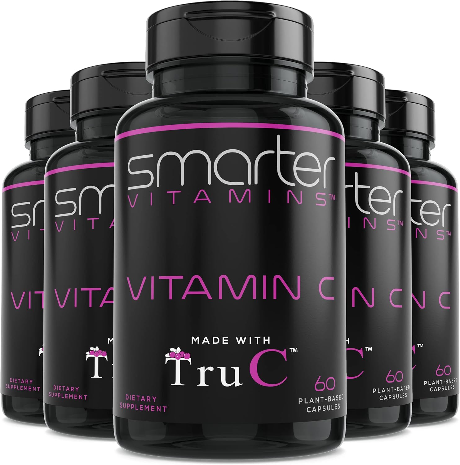 SmarterVitamins (Pack de 5) Vitamina C Natural de Bayas, Antioxidantes, Bioflavonoides y Polifenoles, 300 Cápsulas Veganas