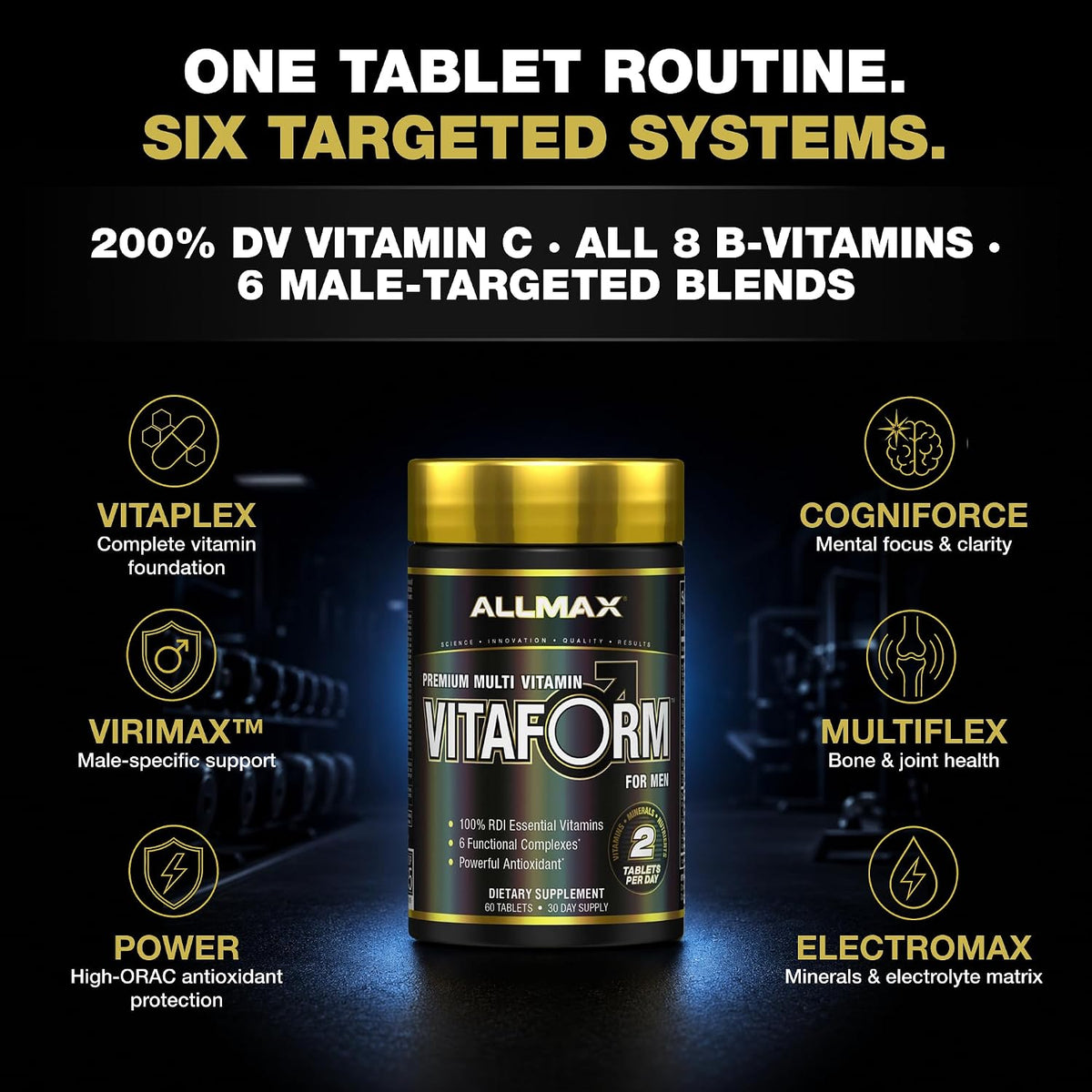 ALLMAX Nutrition Premium Vitaform, Multivitamínico para Hombres, 60 Comprimidos – Image 3