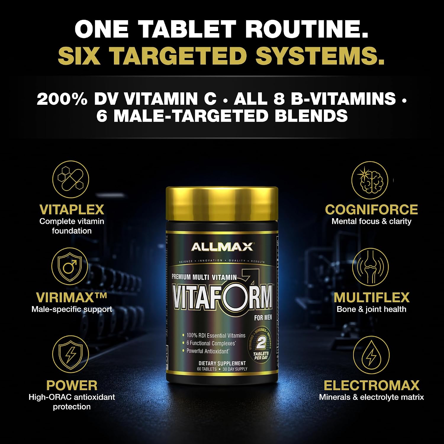 ALLMAX Nutrition Premium Vitaform, Multivitamínico para Hombres, 60 Comprimidos