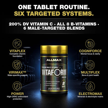 ALLMAX Nutrition Premium Vitaform, Multivitamínico para Hombres, 60 Comprimidos – Image 3