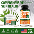 Perfect Skin Acne Pills - Suplemento para el Acné con Niacinamida, Probióticos y Zinc, 60 Cápsulas