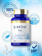 Carlyle 5-MTHF L Metilfolato 1mg | 120 Cápsulas | Complemento No Transgénico y Sin Gluten