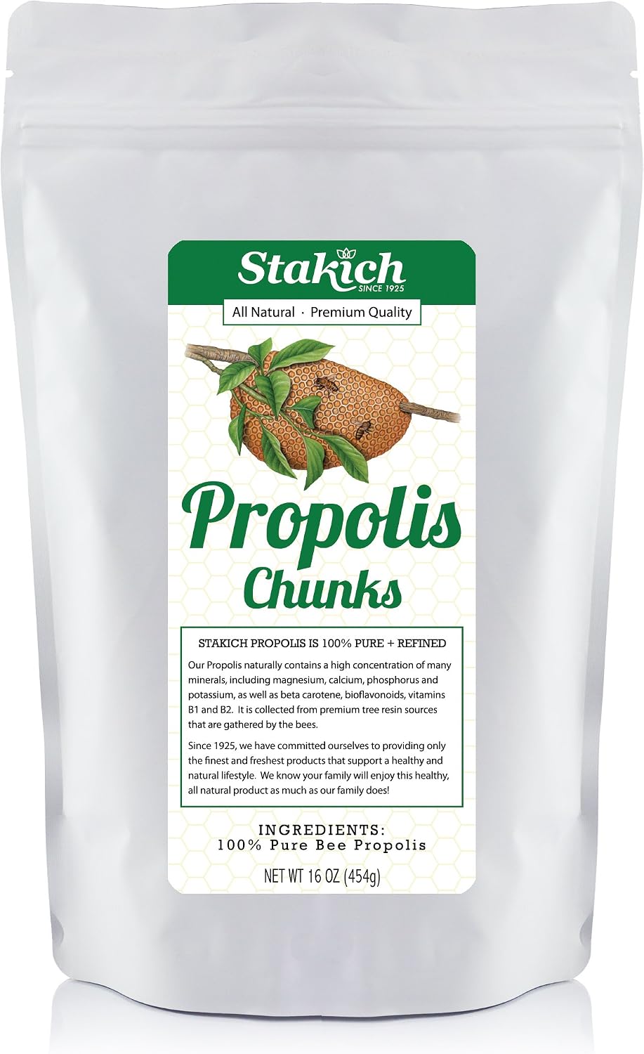 Stakich Trozos de Propóleo de Abeja - Puro y Natural - 453 g