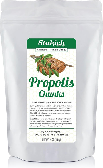 Stakich Trozos de Propóleo de Abeja - Puro y Natural - 453 g – Image 1