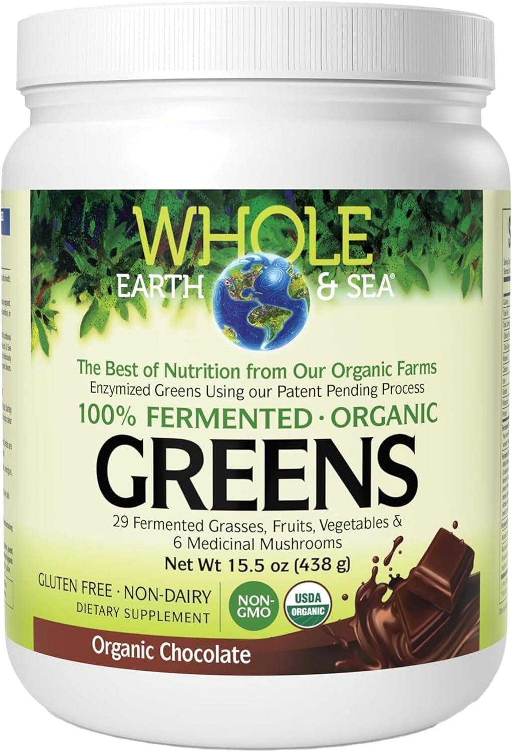 Whole Earth & Sea de Natural Factors, Verduras Fermentadas Orgánicas, Complemento Alimenticio Vegano, Sin Sabor, 391 g