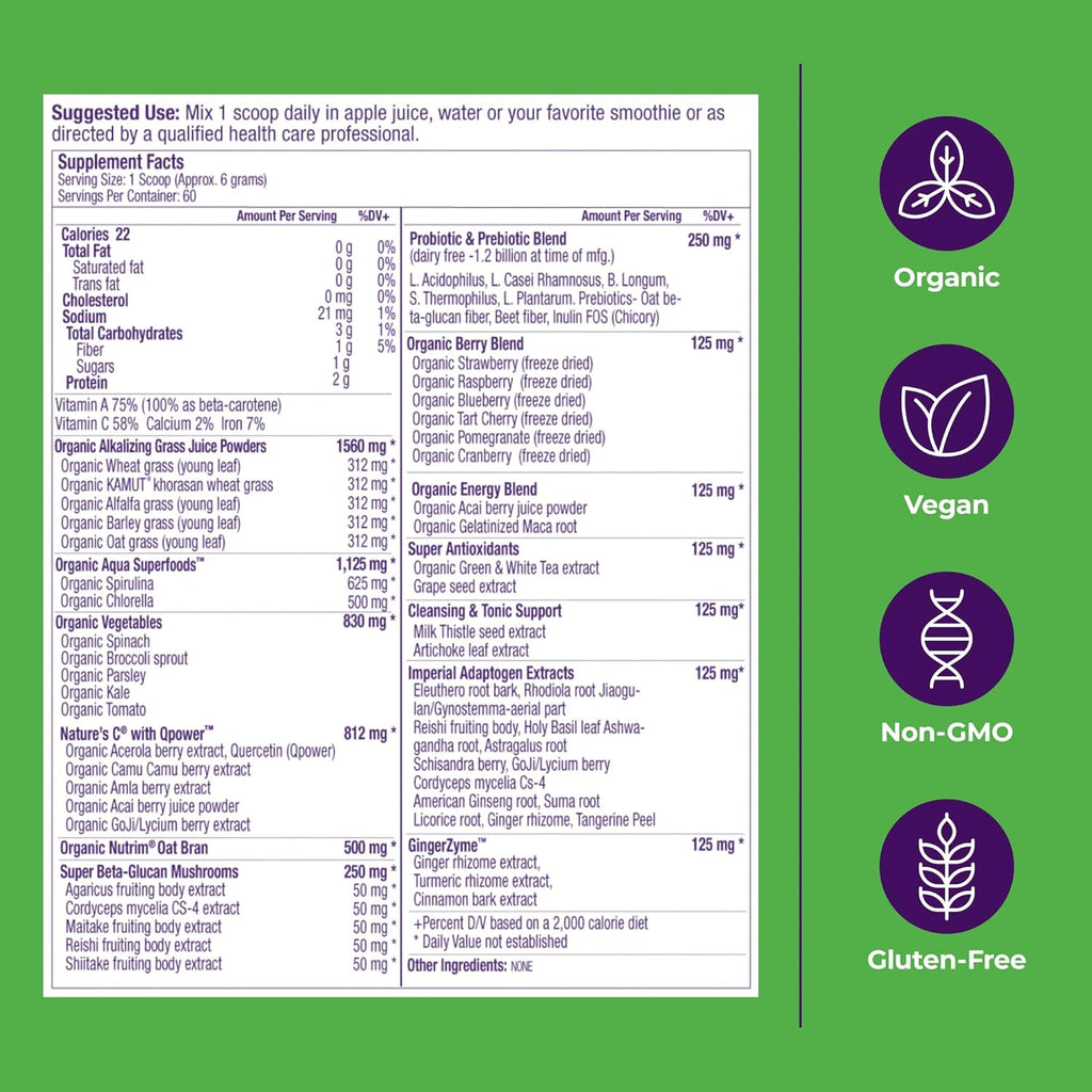 Paradise ORAC Energy Greens - Extracto de Superalimentos Verdes, 60 Servicios