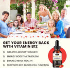 Vitamin B12 Liquid Drops Sublingual 10000 mcg, Complexo Triple B-12 con Metilcobalamina, Adenosilcobalamina e Hidroxocobalamina, 2 Envases
